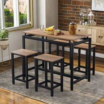 5-Piece Kitchen Counter Height Table Set Dining Table with 4 Chairs (Dar... - $247.69
