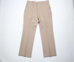 Vintage 70s Mens 34x32 Wool Blend Knit Wide Leg Bell Bottoms Pants Beige USA - £62.26 GBP