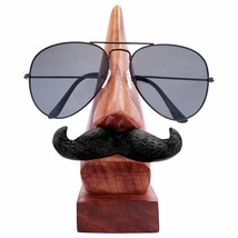 Handmade Wooden Spectacle Holder Eyeglass Stand Specs Holder Nose Shaped 6 Inch - £13.17 GBP