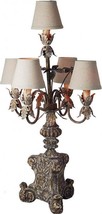 Table Lamp Transitional 5-Light Gold Distressed Antique Brown Wood Hand-Carved - £540.80 GBP