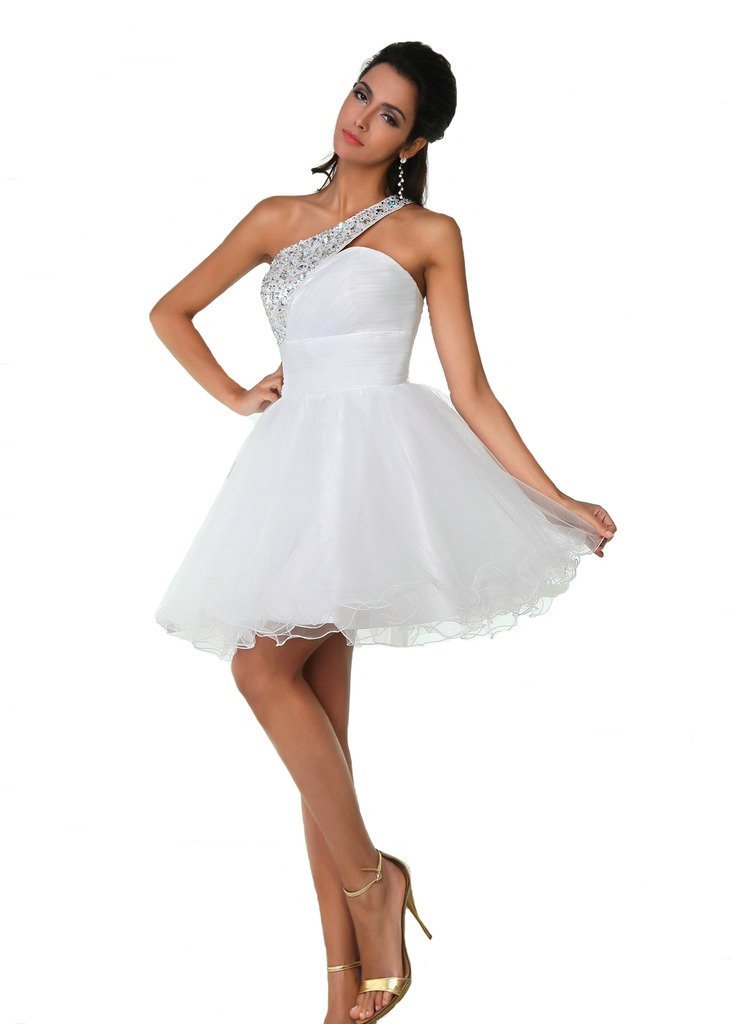 Kivary Women's Short Homecoming Beaded Prom Dresses White US 16