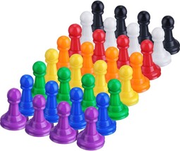 32 Pieces Multicolor Plastic Pawn Chess Pieces for Board Games Pawns Tab... - $13.55