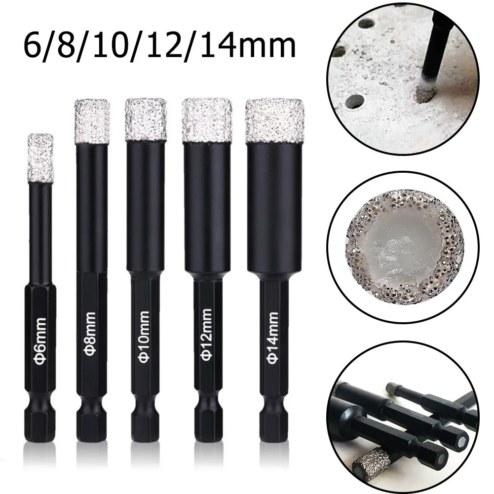 House Home 1PCS 6/8/10/12/14mm Diamond Dry Drill Bits Hole Saw Cutter Hex Drill  - £19.81 GBP