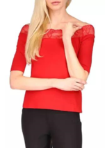 New Michael Kors Red Lace Off Shoulder Cotton Top Blouse Size M Size L Size Xl - £40.00 GBP+