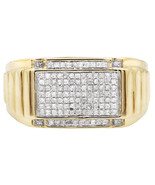 10K Yellow Gold Finish Mens Square Step Shank Simulated Diamond Wedding ... - $174.08 CAD