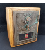 Antique USPS PO Post Office Box oak wood Door Bank With Combination #5 - $1,184.80 MXN