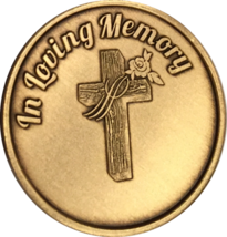 Bulk Lot of 25 Coins In Loving Memory Cross With Rose Medallion Coin - £35.23 GBP