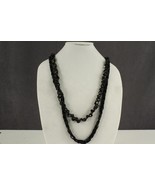 Gothic Costume Jewelry CHICOS Black Enamel Ribbon &amp; Rhinestone Chain Nec... - £19.54 GBP