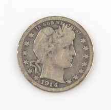 1914-S 25 ¢ Barber Quarts G + État, Naturel Couleur, Complet Jantes VG Obv - $165.27