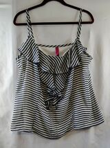 Pure Energy Striped Ruffle Tank Top Blouse Blue/White Women&#39;s Size 2 - €11,08 EUR