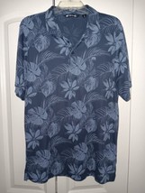 Travis Mathew Polo Shirt Mens XL Hawaiian Floral Golf Knit Blue - $27.85