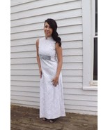 60s Lace Formal Gown Prom White Long Maxi Sleeveless Vintage Dress XS - €25,01 EUR