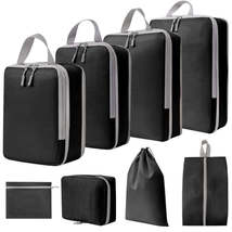 8 In 1  Compression Packing Cubes Expandable Travel Bags Luggage Organizer(Black - £19.81 GBP