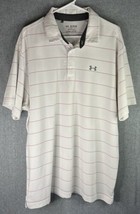 Under Armour Polo Shirt 2XL 2TG White &amp; RedStriped Playoff Performance G... - $23.34