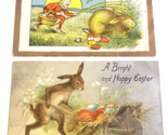 HAPPY EASTER BUNNIES 2 Card Lot 1909 1910 Antique (One Tuck&#39;s) HOLIDAY P... - £13.53 GBP
