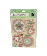 K &amp; Company K-ology Grand Adhesions Hannah Paper Flowers Gems 7 Pcs 5549... - $6.99