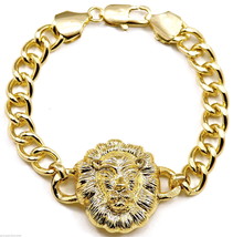 Lion Head Bracelet New Pendant &amp; 9 3/8 Inch 10mm Link Style/ Lobster Claw Clasp - £15.94 GBP