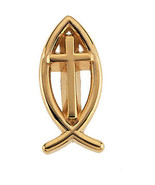14K Gold Ichthus (Fish) Cross Lapel Pin - $336.44 CAD