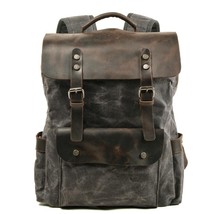 M391 New Vintage Canvas BackpaFor Men Oil Wax Canvas Leather Travel Backpack Lar - £98.18 GBP