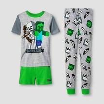 Minecraft Boy&#39;s Pajamas NWT 4  - 3 Piece Shirt Shorts Pants NWT - £8.42 GBP