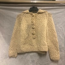 Women&#39;s Homemade Knit White Cream Sweater Top Cozy Warm Winter - £25.63 GBP