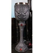 Medieval Wizard&#39;s Blood Alchemy Tall Twin Dragons Wine Goblet Chalice 6oz - $458.48 MXN