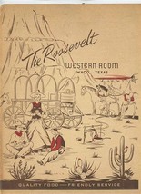 The Western Room Menu Roosevelt Hotel Waco Texas 1949 Chuck Wagon Cover  - £45.15 GBP