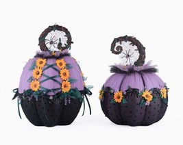 Jacks and Cats Pumpkins Set of 2 Katherine&#39;s Collection Authentic Halloween - £216.88 GBP