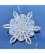 ABSOLUTELY STUNNING 925 STERLING SILVER ORNATE FILIGREE FLOWER BROOCH - €41,62 EUR