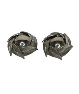 Vintage Silver Tone Round Ball Leaf Clip On Earrings Costume Jewelry Retro - $33.20 CAD