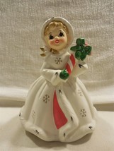 Vintage Napco Japan Ceramic Christmas Shopper Girl Planter X-8389 Faint Hairline - £27.14 GBP