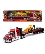 International Lonestar Truck with Flatbed Trailer Red Metallic with Fron... - $61.07