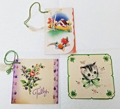 Bridge Tally Score Cards Tags House Cat Flowers Used Vintage 1950 - $15.15
