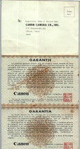 Canon Camera Warranty Registration Card 1960&#39;s - $14.84