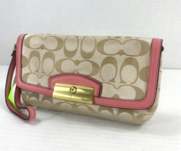 Coach Kristin Wristlet Beige Coral Signature Canvas   W15 - £23.73 GBP