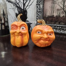 2 Martha Stewart Halloween Funny Jack O Lantern Pumpkin Faces Figurines ... - $32.99