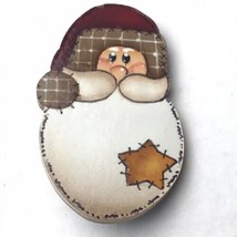 Santa Pin Hand Painted Christmas Craft Signed M Pyteraf Wood Pin - £7.87 GBP