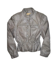 Vintage Leather Jacket Womens S Grey Lined Leathercraft Snap Button Rock... - $40.25