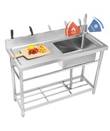 VEVOR Stainless Steel Utility Sink, 1 Compartment Free Standing Small Si... - $763.75 CAD