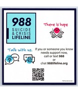  Square Magnet: 988 Suicide & Crisis Lifeline QR Code - There is Hope  - $4.94
