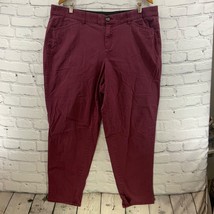Lane Bryant Cotton Stretch Pants Dark Red Plus Sz 18 - £14.02 GBP