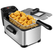 Costway 3.2 Quart Electric Deep Fryer 1700W Stainless w/Timer Frying Basket Home - £78.32 GBP
