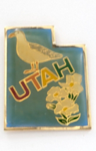 VTG Utah State Bird California Gull Sego Lily Flower UT Map Pin Travel Souvenir - $9.99