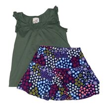 Peek Girls Green Ruffle Tank &amp; Lands End Floral Skort Set Size 4-5/5-6 - $264.15 MXN