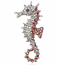 Stunning Diamonte Silver Plated Vintage Look Seahorse Christmas Brooch Cake PIN - £10.64 GBP