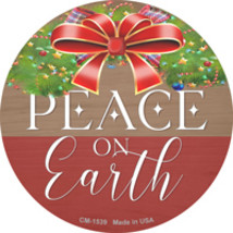 Peace On Earth Bow Wreath Novelty Circle Coaster Set of 4 - £15.77 GBP