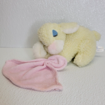 Vintage Baby Sleepy Lamb / Bunny with Pink Blanket TB Trading Co. Plush Rattle - £18.68 GBP