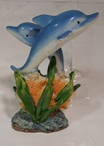 Blue Ocean Dolphins Family Playing in the Coral Statue Sea Life Figurine... - $12.99
