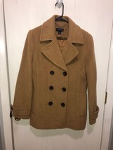 Lands End Wool Cashmere Blend Womens SZ 10 Double Breasted Pea Coat Came... - $49.49