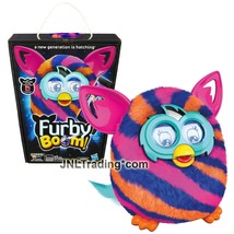 Year 2013 Furby Boom 5&quot; Electronic Plush Blue Pink Orange Diagonal Pattern FURBY - £92.48 GBP